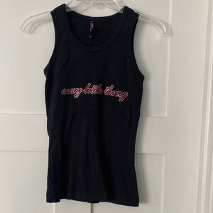 Victoria's Secret Black Top with Pink Text